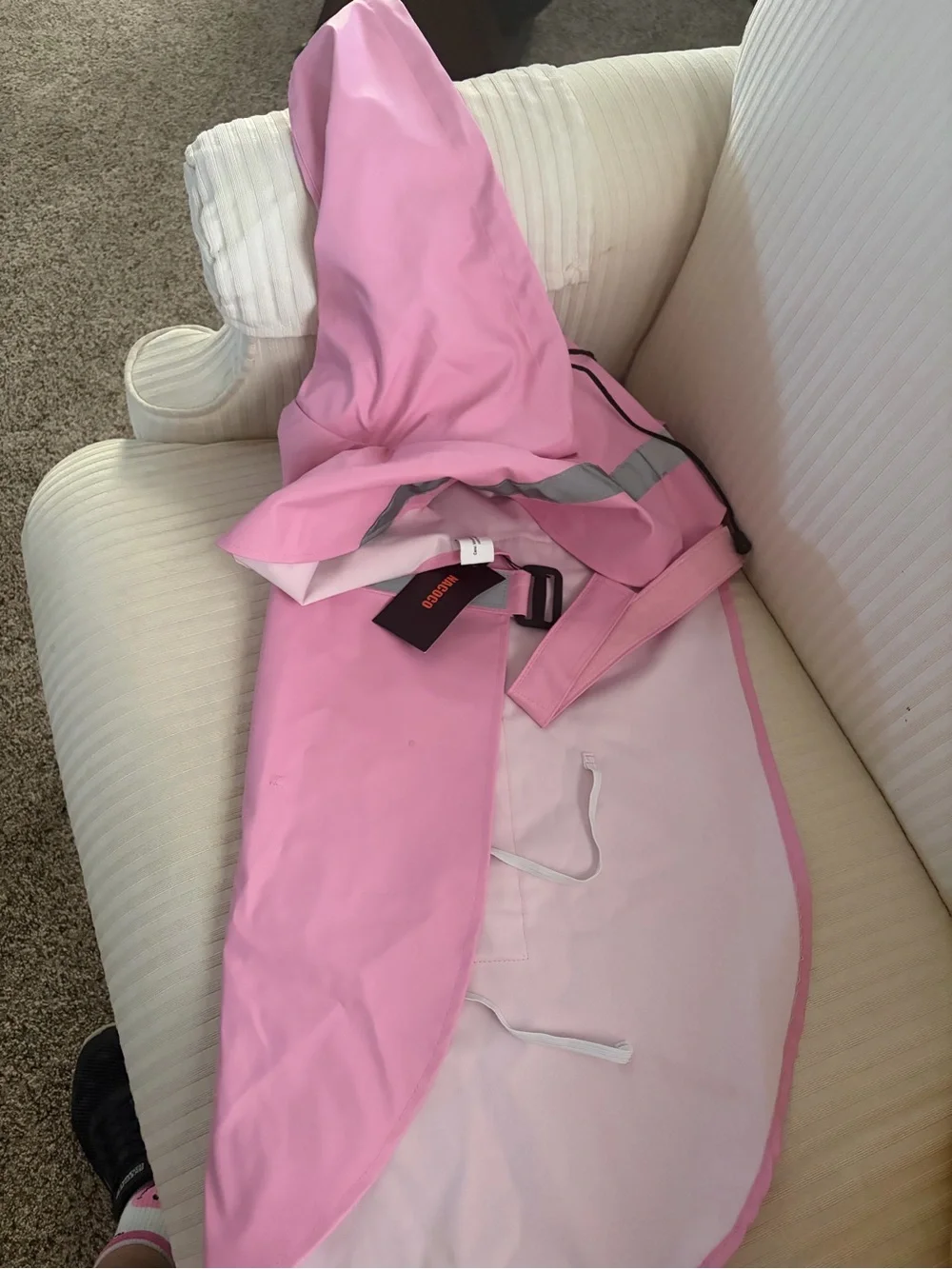 Dog Pink Hooded Raincoat with Reflective Trim